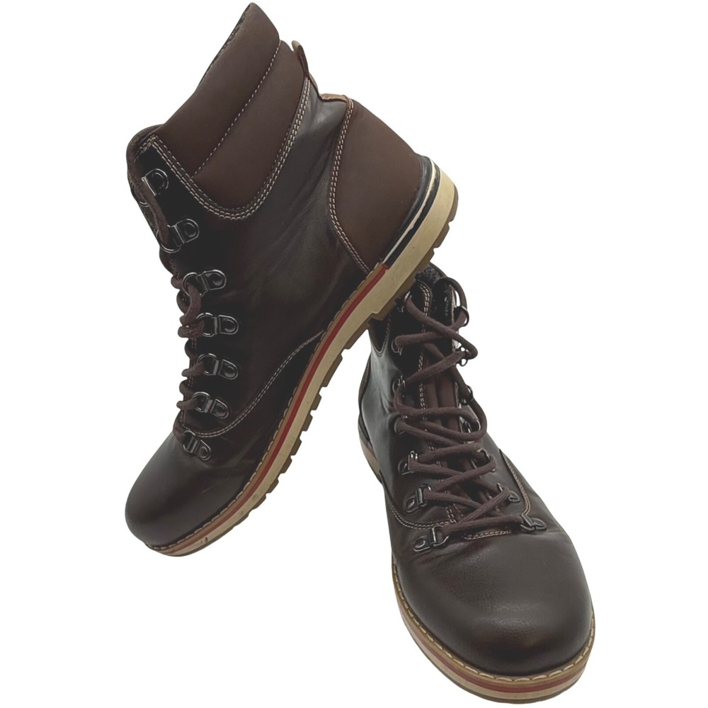 J.Ferrar Mens Brown Leather Lace Up Hiking Boots Size 11M gorpcore